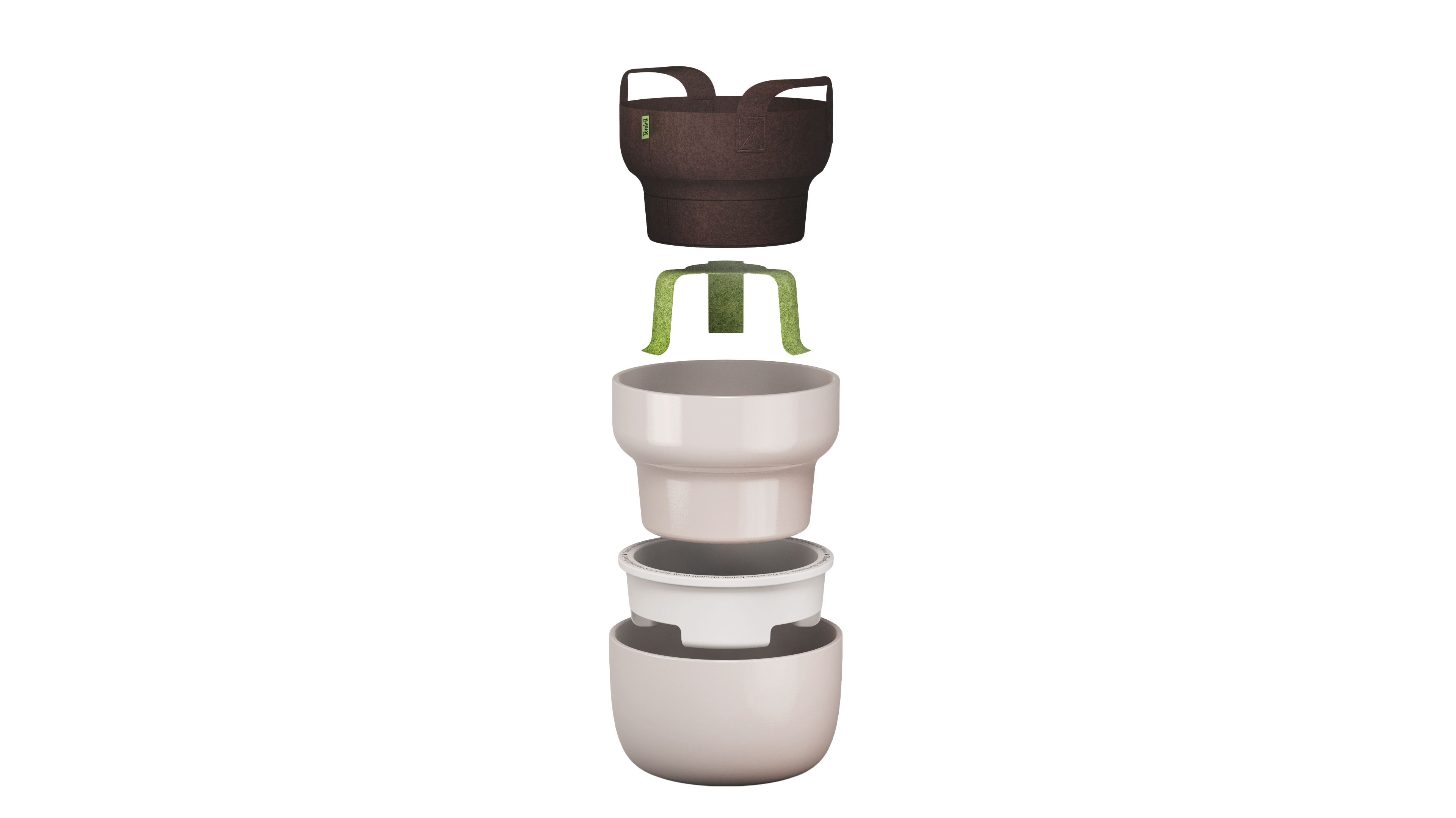 The Tendril Planter, exploded view